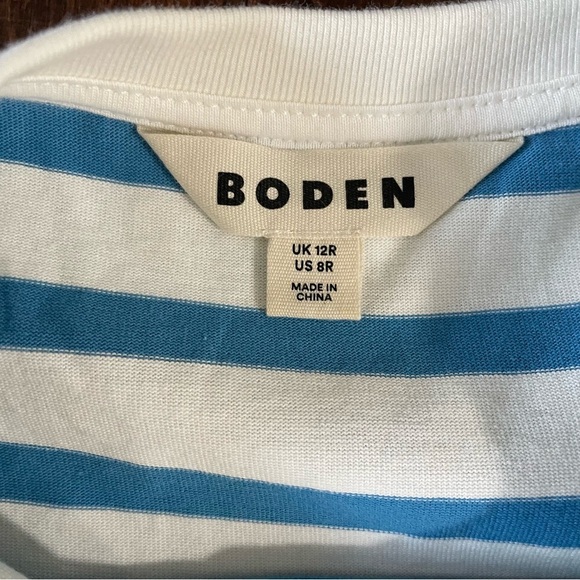 Boden Mini T-shirt Dress 3/4 sleeve blue white striped size 8R preppy - Picture 6 of 11
